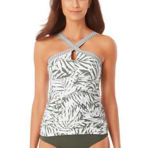 Anne Cole Womens Palm Breeze High-Neck Keyhole Tankini Top,X-Small